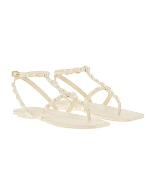 Stuart Weitzman White Pearlita Sh529-Py1 Sandals Ivory Ankle Strap Fd1393