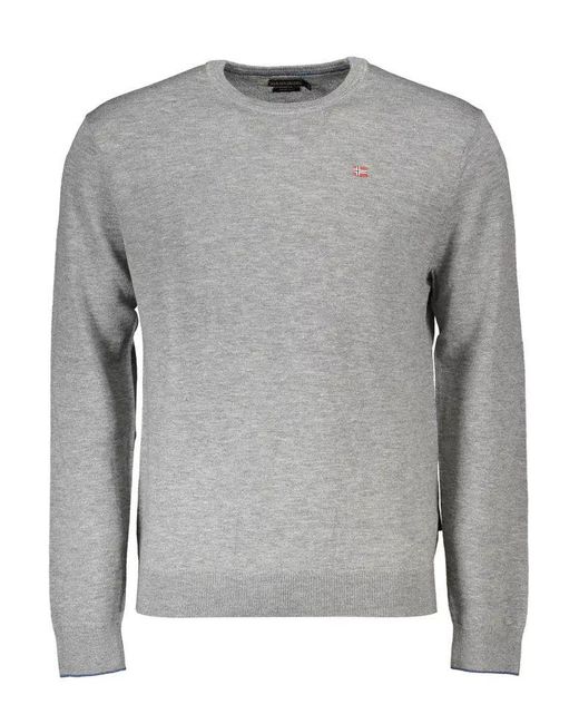 Napapijri Gray Elegant Woolen Embroide Sweater for men