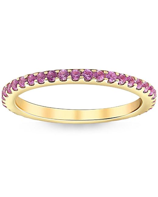 Pompeii3 Multicolor 3/4ct Pink Sapphire Stackable Ring Wedding Band 10k Yellow Gold
