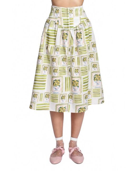 Corey Lynn Calter Yellow Lulee Midi Skirt