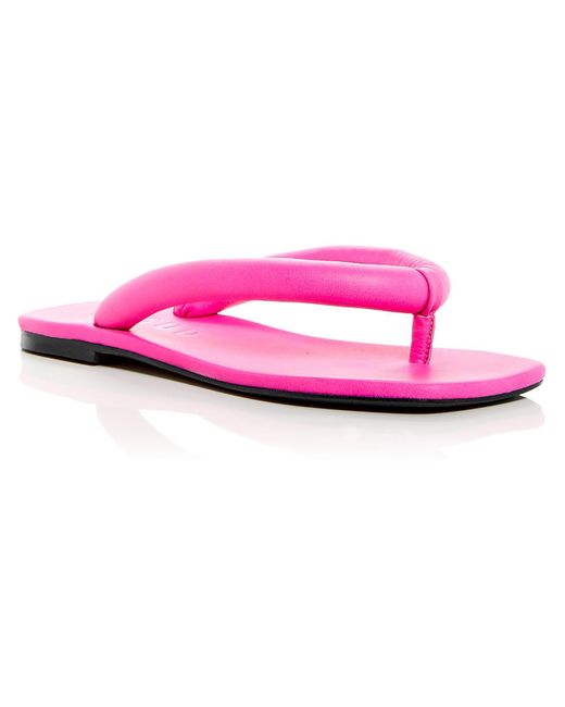 Staud Pink Rio Leather Slip-on Slide Sandals