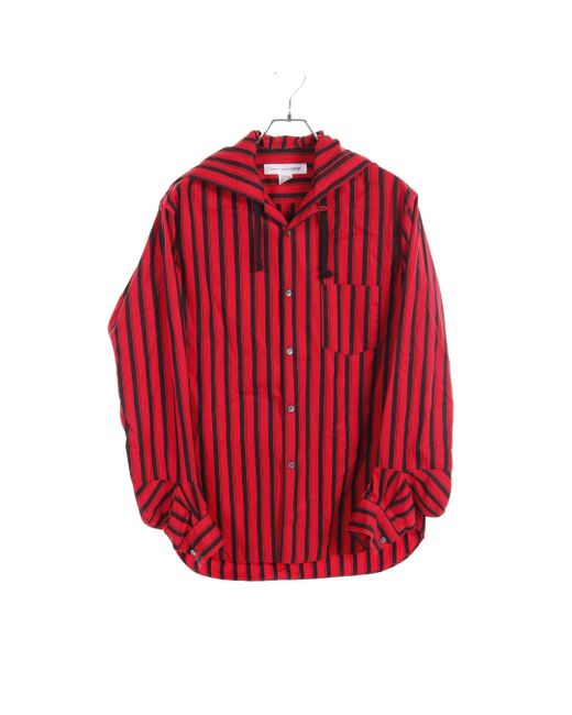 Comme des Garçons Red Shirt Stripe Cotton Hooded