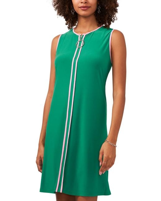 Msk Zip front Above Knee Shift Dress in Green Lyst