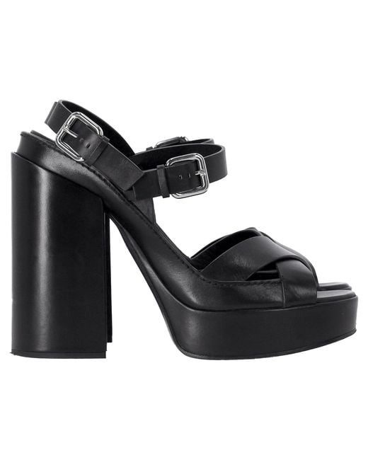 Jil Sander Black Ankle Strap Platform Sandals