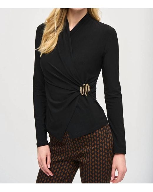 Joseph Ribkoff Black Faux Wrap Top
