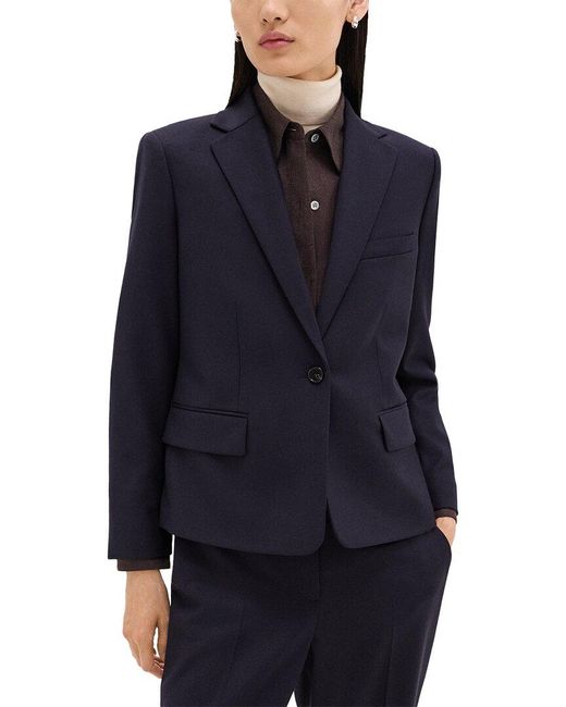 Theory Blue Flannel Wool Slim Jacket