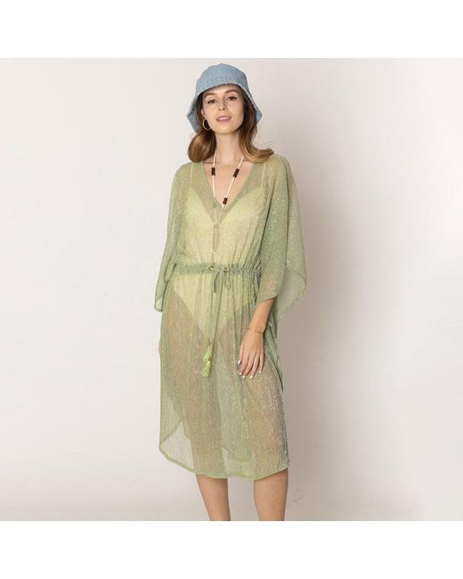 TRUEDAMES Green Lurex String Poncho