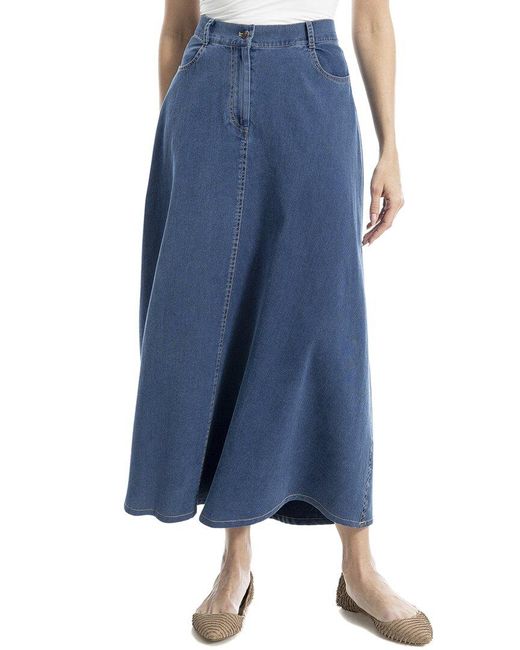 Max Studio Blue A-Line Maxi Skirt