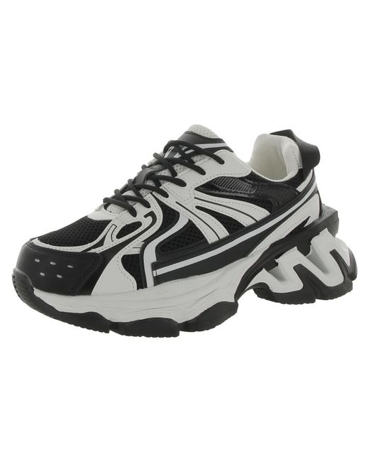 Madden Girl Black Speedyy Faux Leather Workout Running & Training Shoes