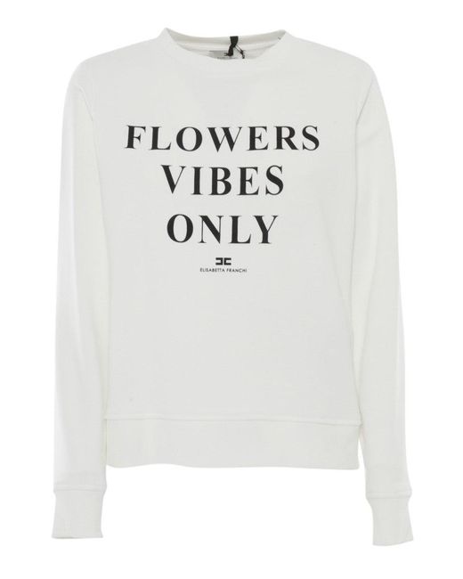 Elisabetta Franchi White Top With Bold Printed Message