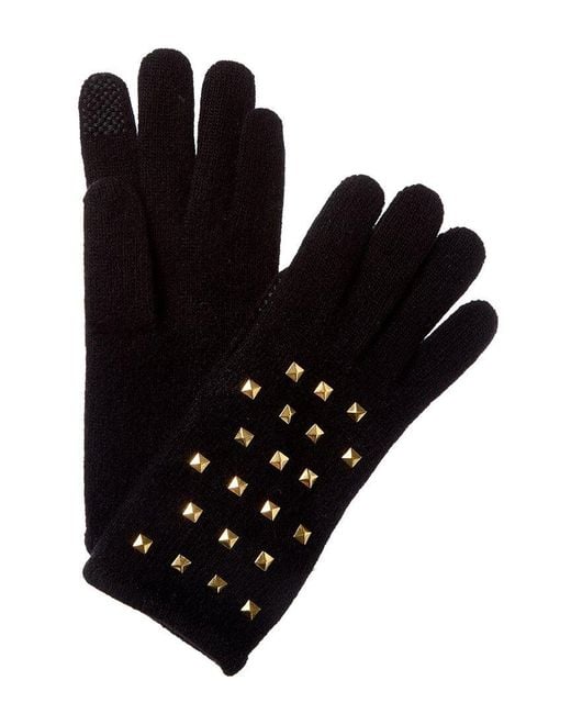Portolano Black Studs Cashmere Tech Gloves