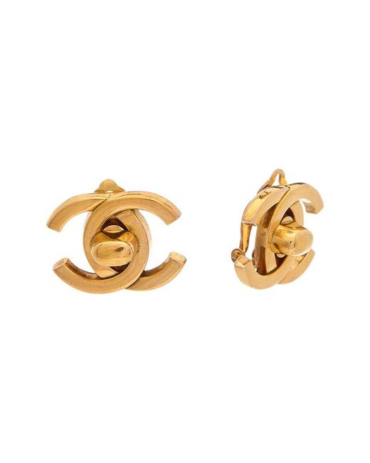 Pre-owned Chanel Silver 'cc' Turnlock Earrings Small