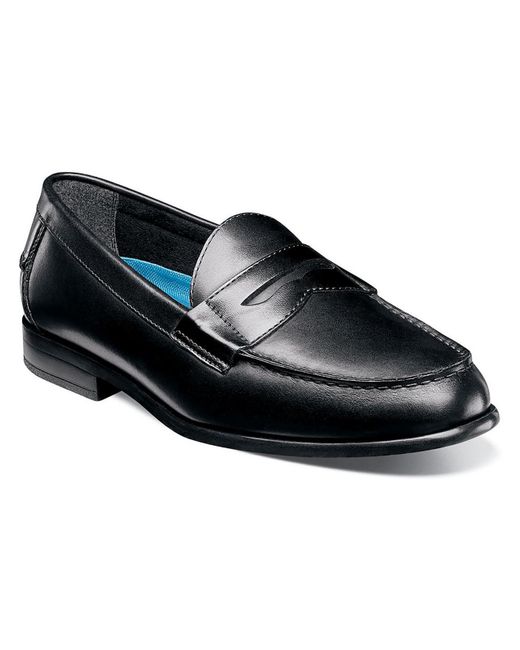 Nunn Bush Black Drexel Leather Comfort Gel Penny Loafers for men