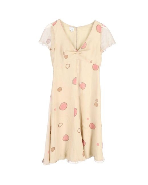 Armani Natural Collezioni Short Sleeve Dot-printed Dress