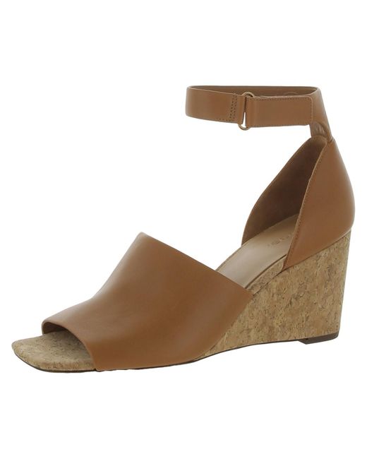 Vince Brown Faux Leather Dressy Wedge Sandals