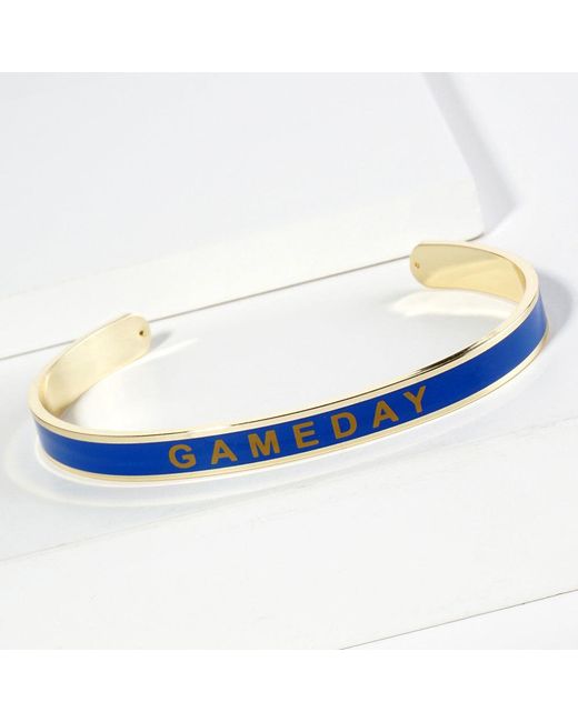Fashnzfab Blue Dipped Gameday Message Enamel Cuff Bracelet