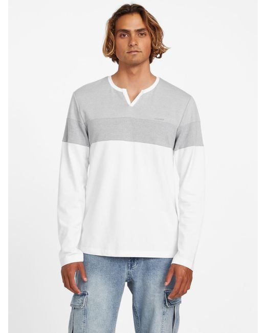 Guess White Stetson Split Long-Sleeve Tee for men