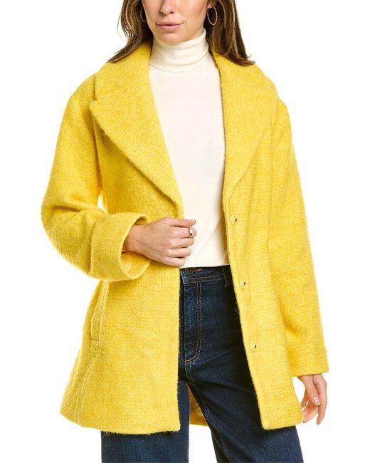 Boden Yellow Brushed Belted Wool & Alpaca-blend Coat