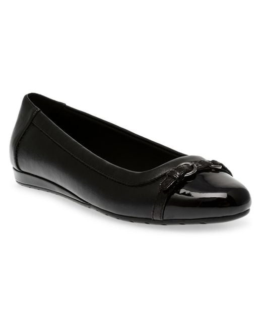 Anne Klein Black Akgeorgia Padded Insole Faux Leather Ballet Flats