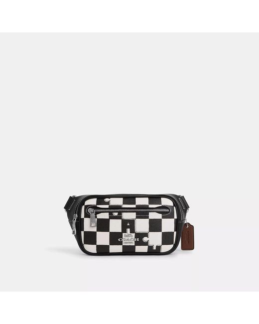 COACH Black Elias Mini Belt Bag With Checkerboard Print