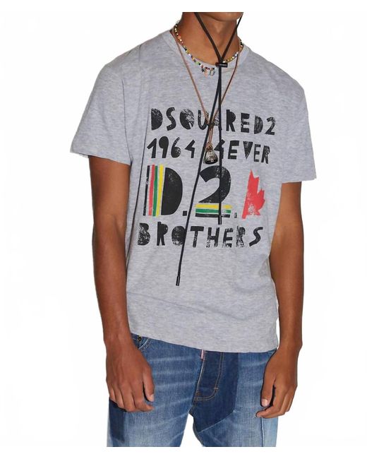 DSquared² Men's Gray Bros Cool T-Shirt
