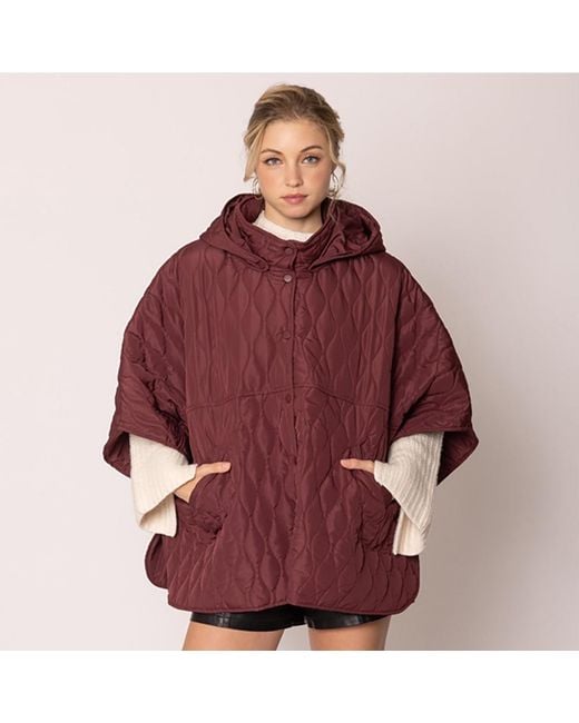 TRUEDAMES Red Wave Pattern Padded Cape