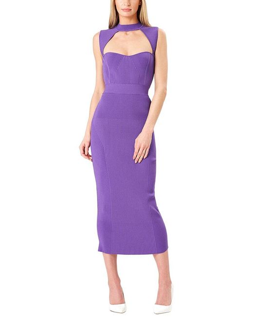 Hervé Léger Purple Knit Dress