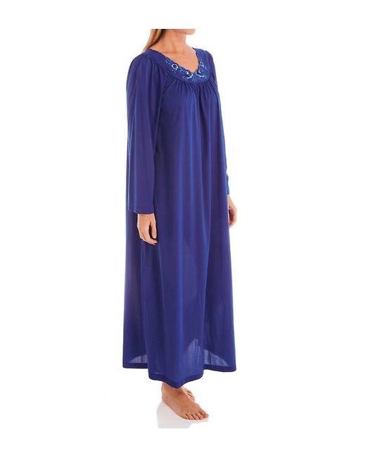 Shadowline Lingerie Women's Blue Petals 53 Inch Long Sleeve Gown