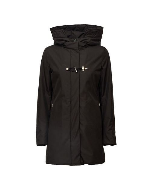 Fay Black Toggle Double Front Microfiber Gabardine Coat