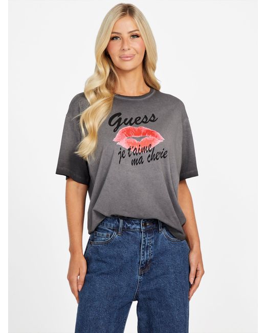 Guess Blue Vera Crewneck Rhinestone Tee