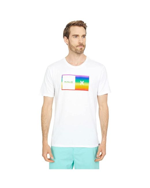 Hurley White Pride Halfer T-Shirt Graphic Print Short Sleeve Red23 for men