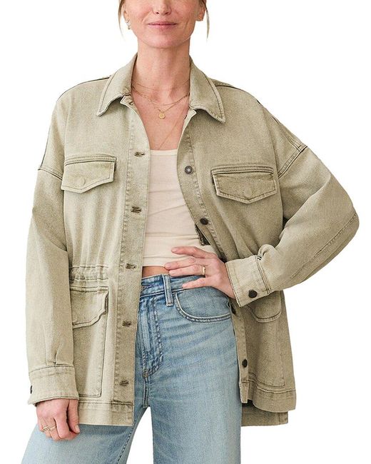Faherty Brand Green Sunwashed Denim Utility Jacket