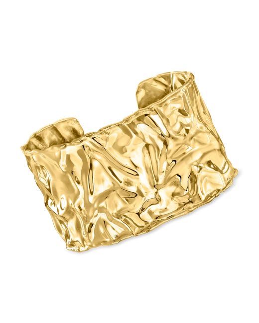 Ross-Simons Metallic Italian 18kt Gold Over Sterling Rippled Cuff Bracelet