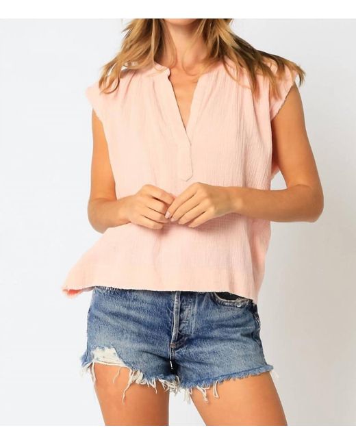 Olivaceous Blue Best-Loved Frayed Muscle Gauze Tank