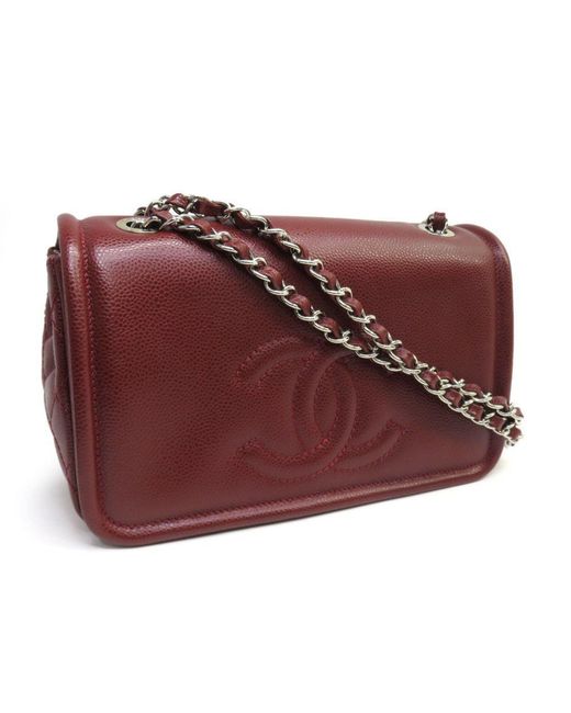 Chanel Red Flap Bag Leather Shoulder Bag (pre-owned)