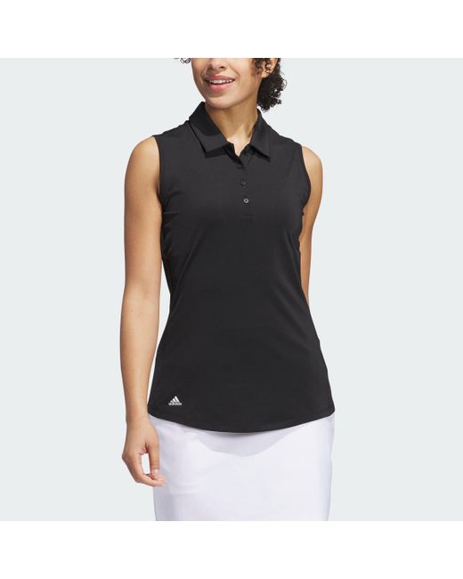Adidas Black Ultimate365 Solid Sleeveless Polo Shirt