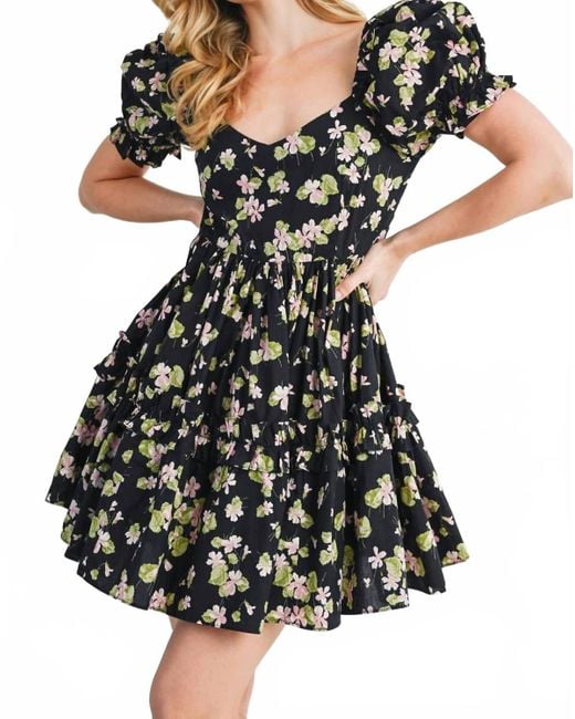 Bluivy Black Freya Floral Babydoll Dress