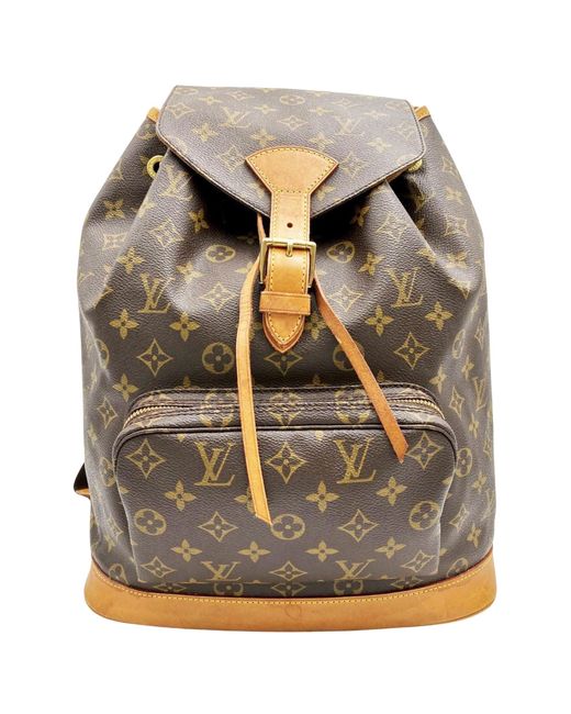 Louis Vuitton Brown Montsouris Leather Backpack Bag (pre-owned)