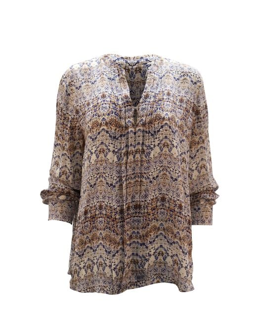 L'Agence Multicolor Printed Silk Tunic Blouse