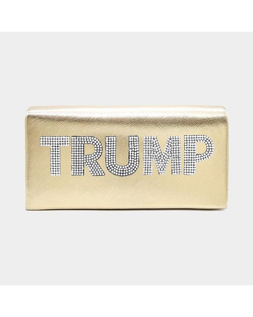 Fashnzfab Trump Bling Studded Pointed Metallic Clutch Bag Evening Crossbody Bag