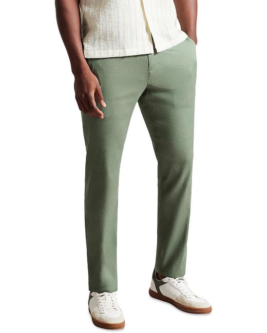 Ted Baker Green Smocked Linen Trouser Pants for men