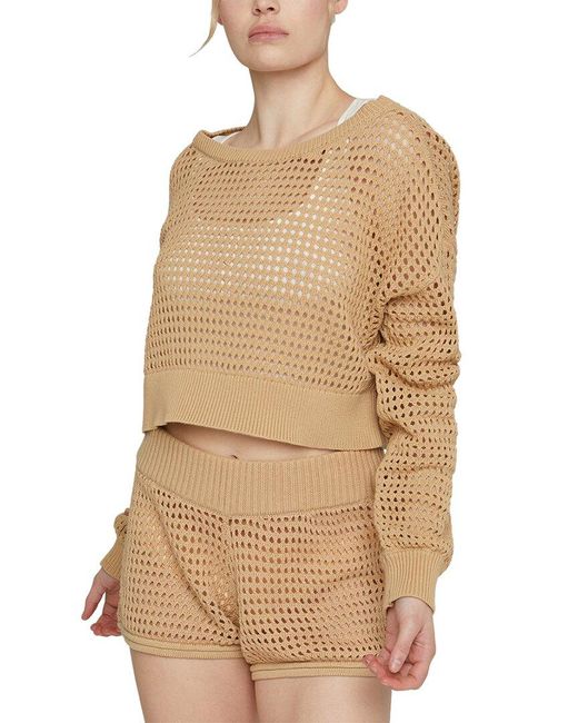 IVL COLLECTIVE Natural Knit Mesh Cropped Pullover