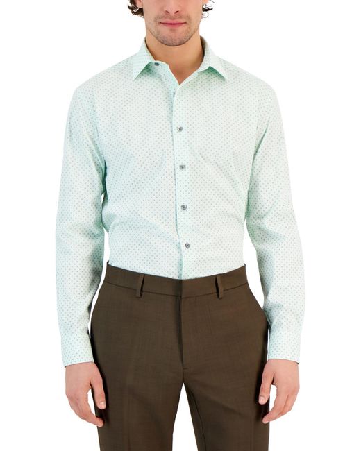 Alfani Green Geometric Stretch Button-down Shirt for men