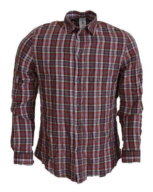 Gianfranco Ferré Red Checke Cotton Long Sleeves Casual Shirt for men