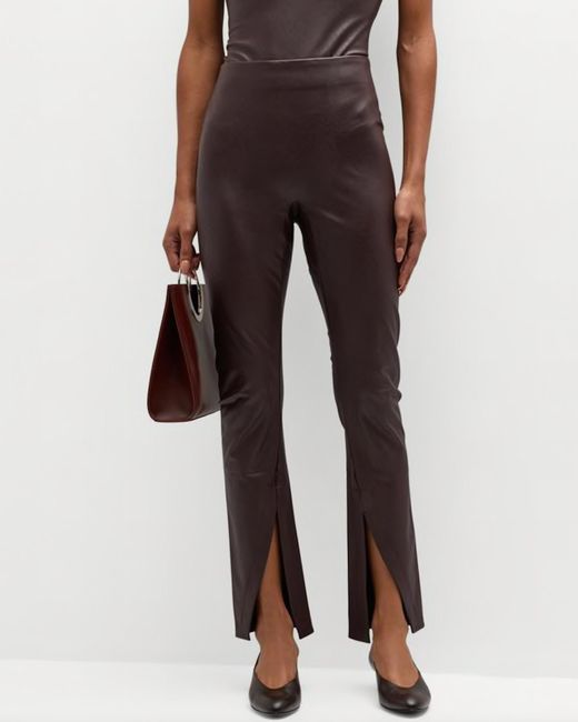 Spanx Brown Leather-like Front Slit legging