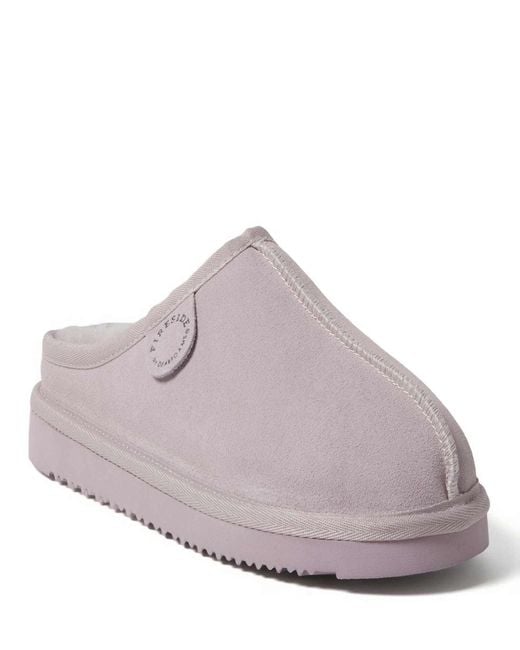 Dearfoams Purple Fireside By Greta Genuine Shearling Clog Slipper