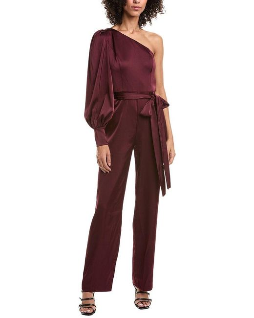 Aidan Mattox Red Liv Foster Stretch Satin Jumpsuit