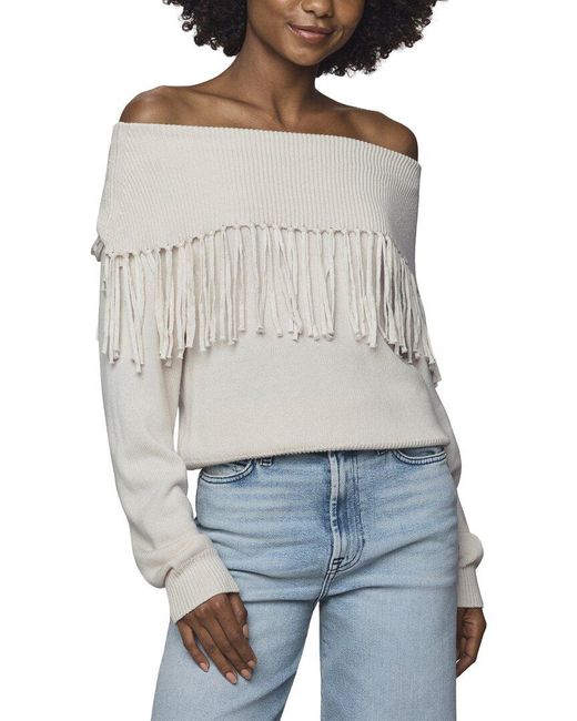 Splendid Gray Simone Fringe Silk-Blend Sweater