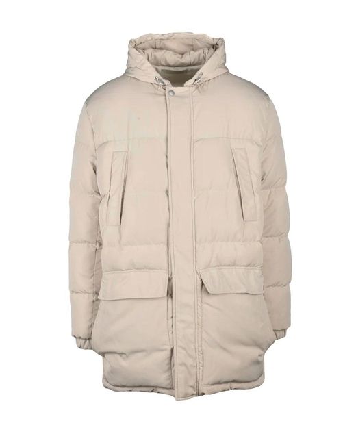 Eleventy Natural Long Down Jacket Polyester for men