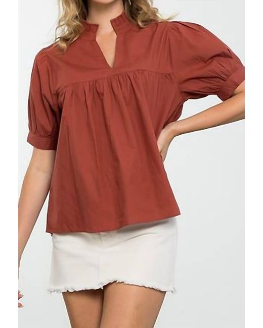 Thml Red Aimee V-Neck Peplum Top